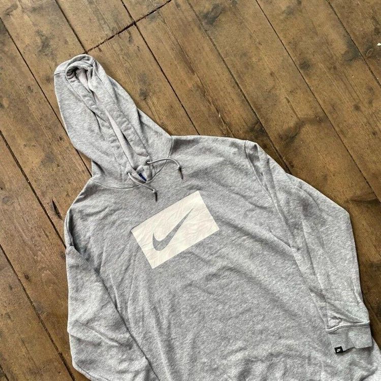 Nike Hoodie Swoosh Y2K Sports Sweatshirt, Grey, Mens Medium 3