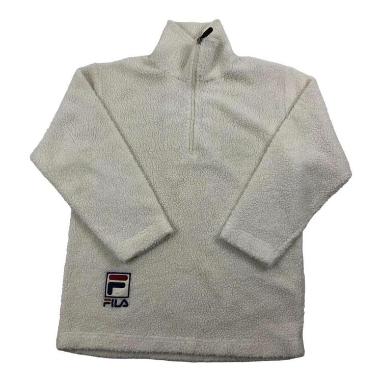 Fila White Half Zip Long Sleeved Jumper Size M