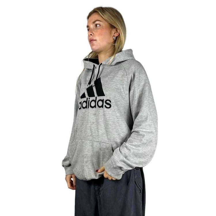 Adidas Logo Printed Grey Long Sleeved Hoodie Size Mens M image 1
