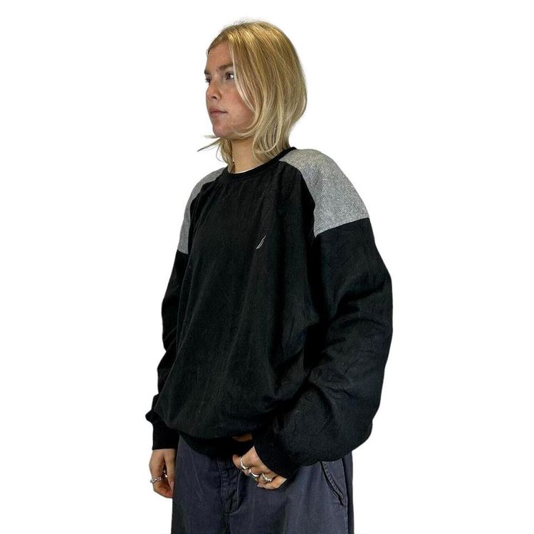 Nautica Black Grey Full Sleeve Sweatshirt Size Mens XL