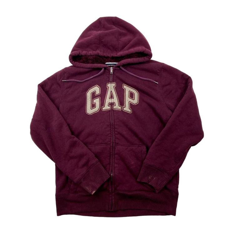 Gap Red Long Sleeved Full Zip Fleece Lined Hoodie Size Womens L image 1