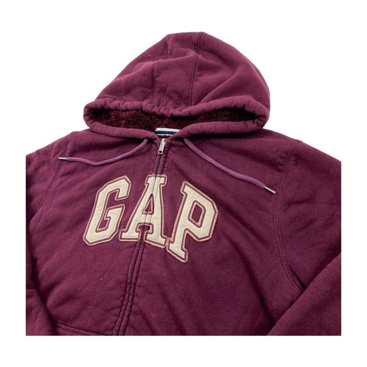 Gap Red Long Sleeved Full Zip Fleece Lined Hoodie Size Womens L image 2