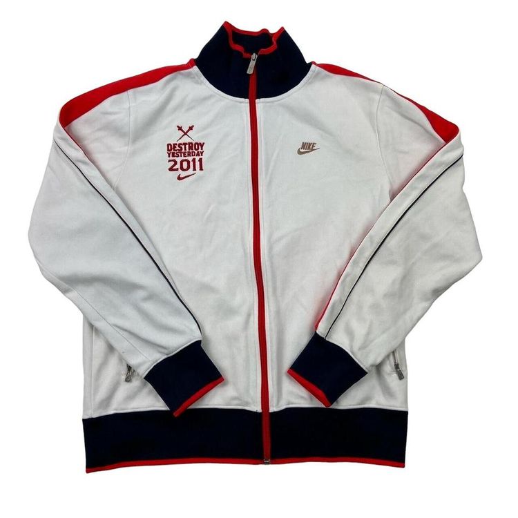 Nike Red White Full Sleeved Full Zip Jacket Size Mens M image 1