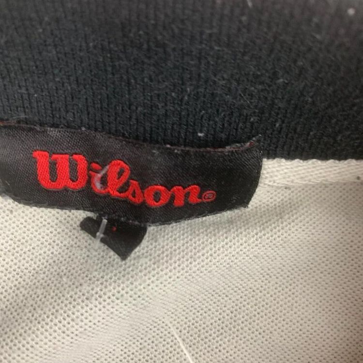 Wilson White Striped Black Short Sleeved Button Up Polo Shirt Mens Size L image 2