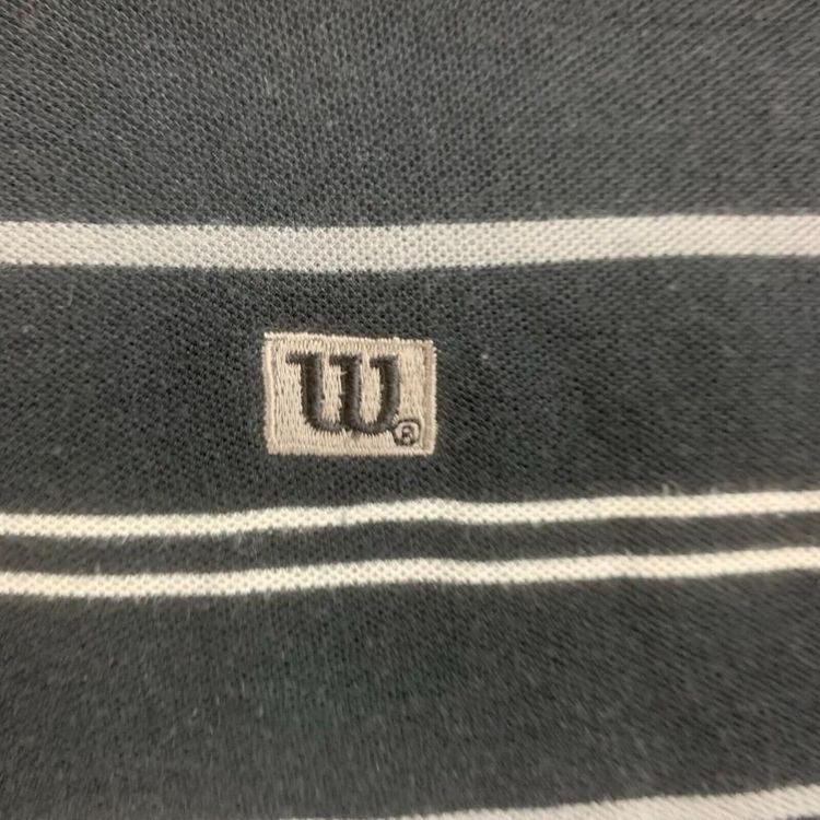 Wilson White Striped Black Short Sleeved Button Up Polo Shirt Mens Size L image 3
