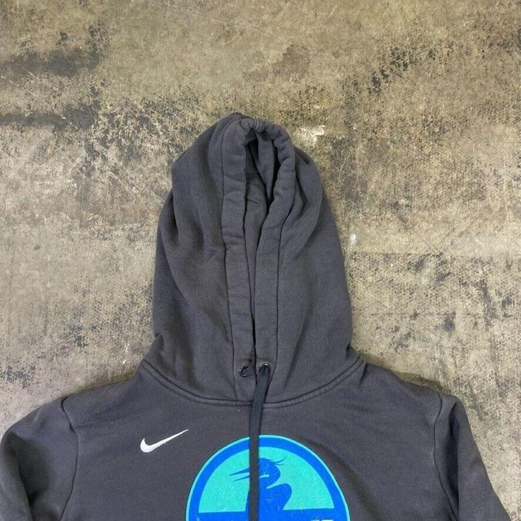 Nike Hoodie Small Swoosh Spellout Sports Sweatshirt, Grey, Womens Small 2