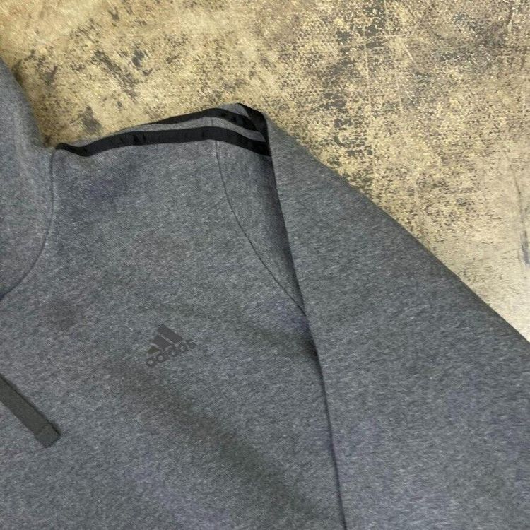 Adidas Hoodie Y2K Pullover Striped Sports Sweatshirt, Grey, Mens XL 4