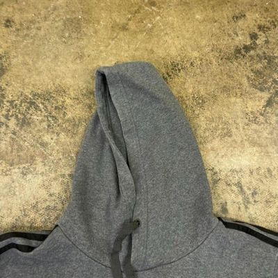 Adidas Hoodie Y2K Pullover Striped Sports Sweatshirt, Grey, Mens XL 7