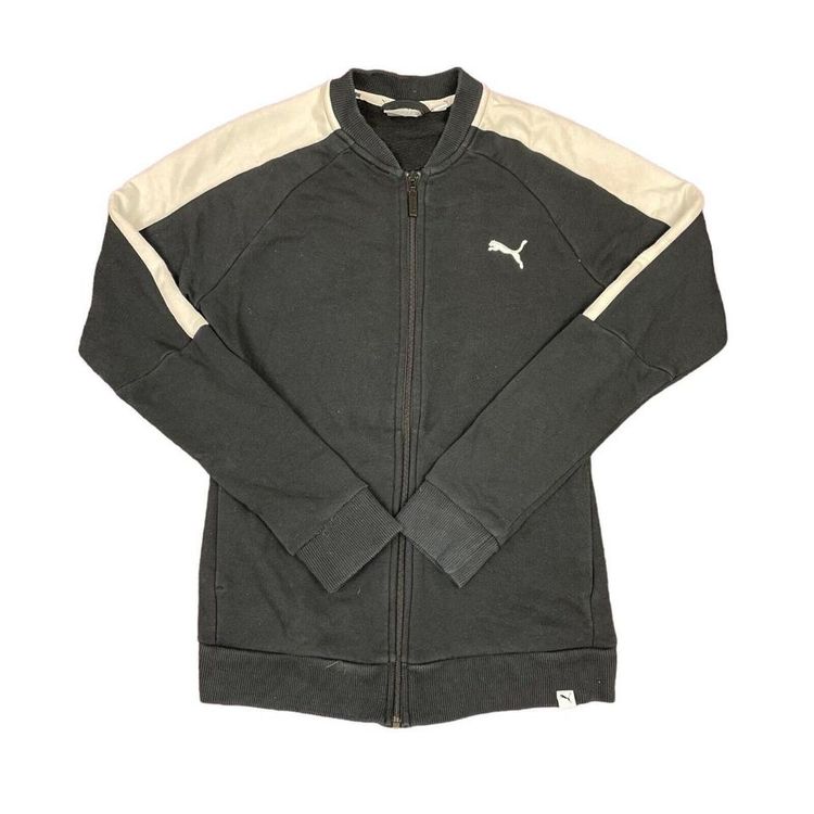 Puma Black White Full Zip Trackjacket Jumper Size Mens Small image 1