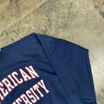 Champion Sweatshirt Spellout USA Y2K Sports Jumper, Navy, Mens 2XL 4