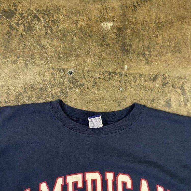 Champion Sweatshirt Spellout USA Y2K Sports Jumper, Navy, Mens 2XL 7