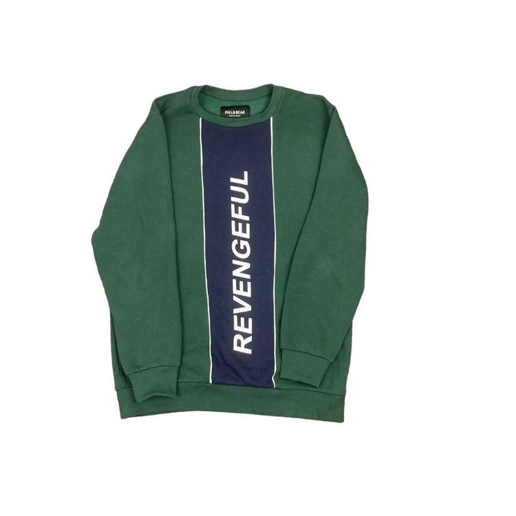 Pull & Bear Revengeful Printed Green Long Sleeved SweatShirt Size Mens Medium image 1