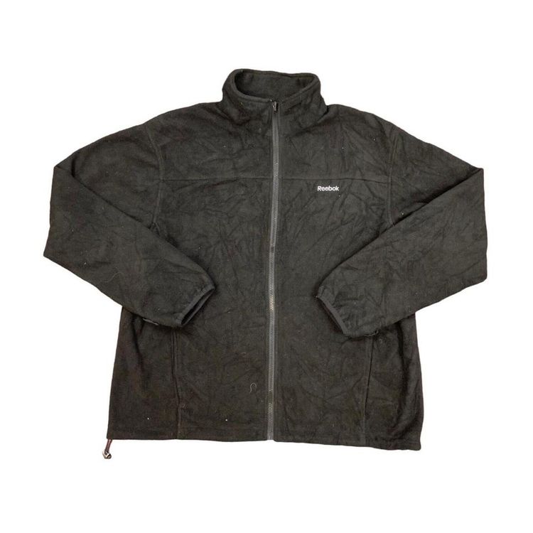 Reebok Black Full Zip Polyester Fleece Jumper Size Mens Large