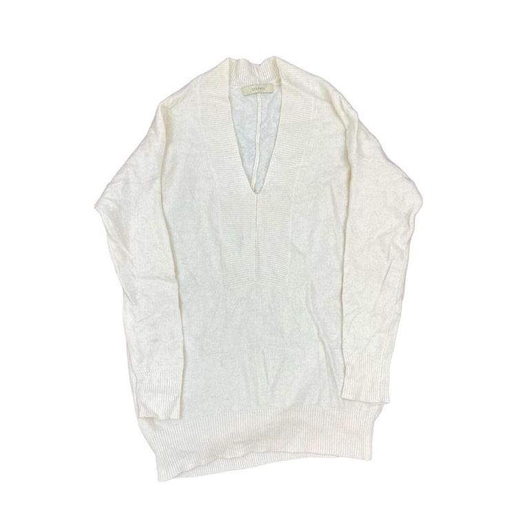 Des Prés Cashmere Blend Ivory Long Sleeved V-neck Jumper Size Womens 8