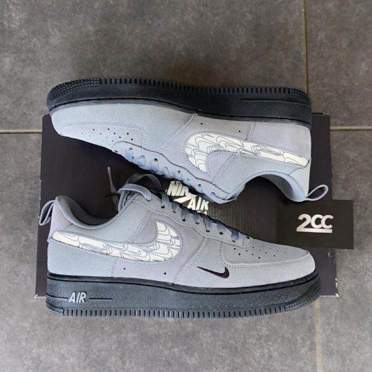 - Nike Air Force 1 Low Multi-Swoosh Grey and Black