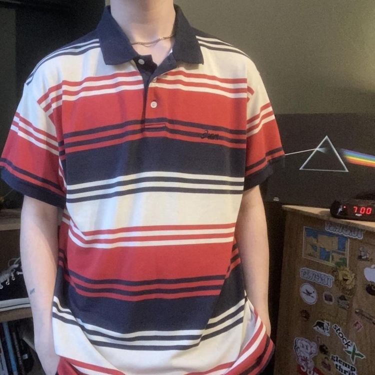 Vintage Y2K ASICS Striped Polo Shirt