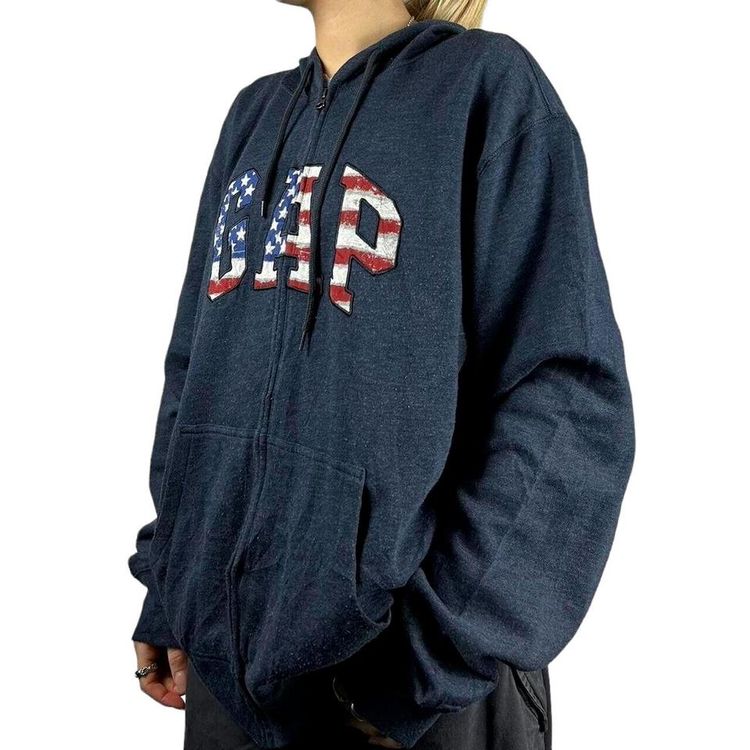 Gap Navy Blue Long Sleeved Full Zip Hoodie Size Mens XL image 2