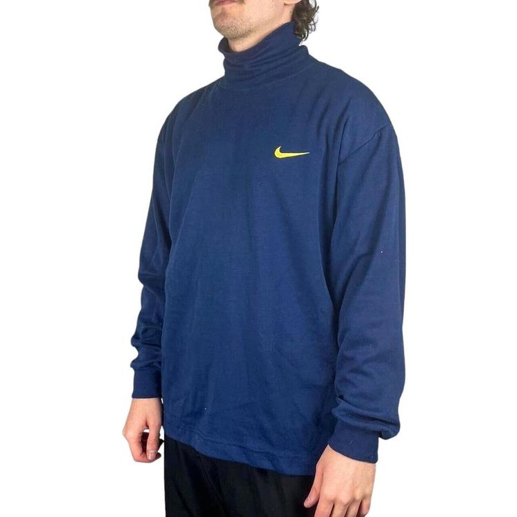 Nike Blue and Yellow Long Sleeved Pullover Sweatshirt Size Mens L image 2