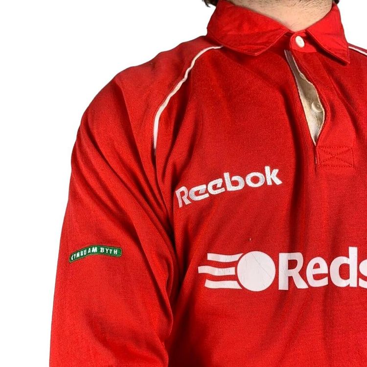 Reebok Red Full Sleeved Rugby Shirt Size Mens L 2