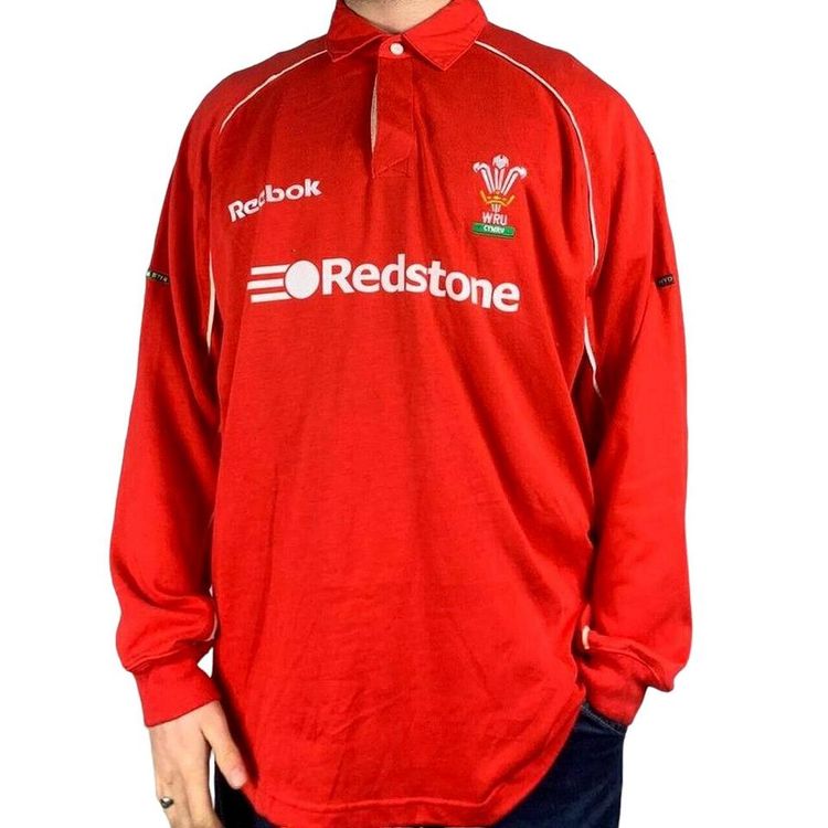 Reebok Red Full Sleeved Rugby Shirt Size Mens L 4