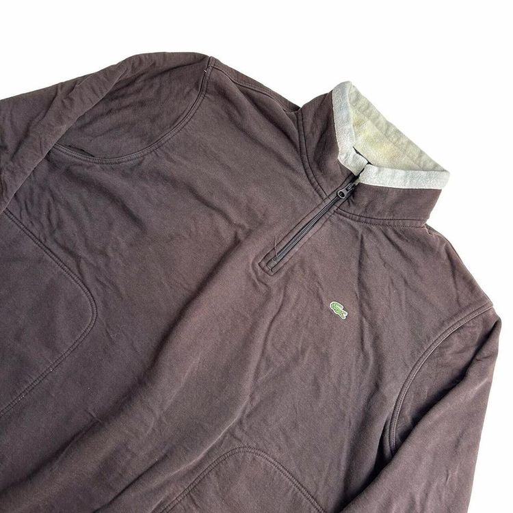 LACOSTE Brown Full Sleeved Quarter Zip Jumper Size Mens XL imagen 2