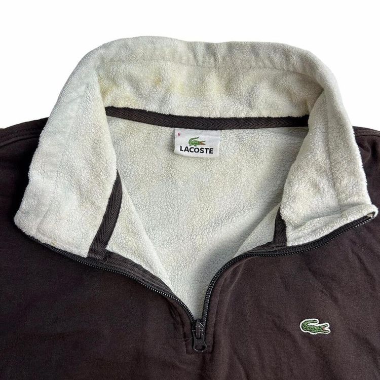 LACOSTE Brown Full Sleeved Quarter Zip Jumper Size Mens XL imagen 3