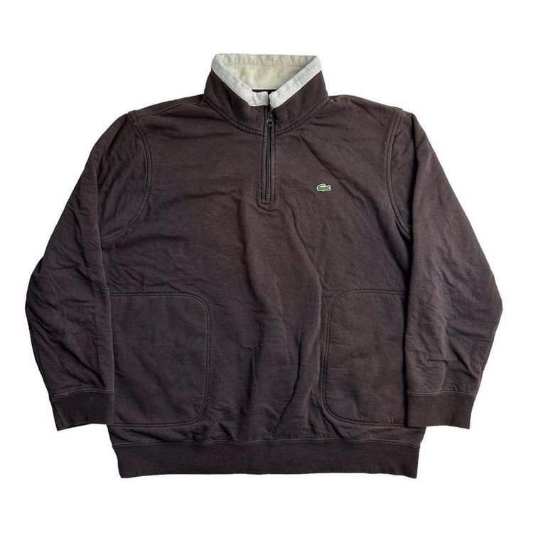 LACOSTE Brown Full Sleeved Quarter Zip Jumper Size Mens XL image 1