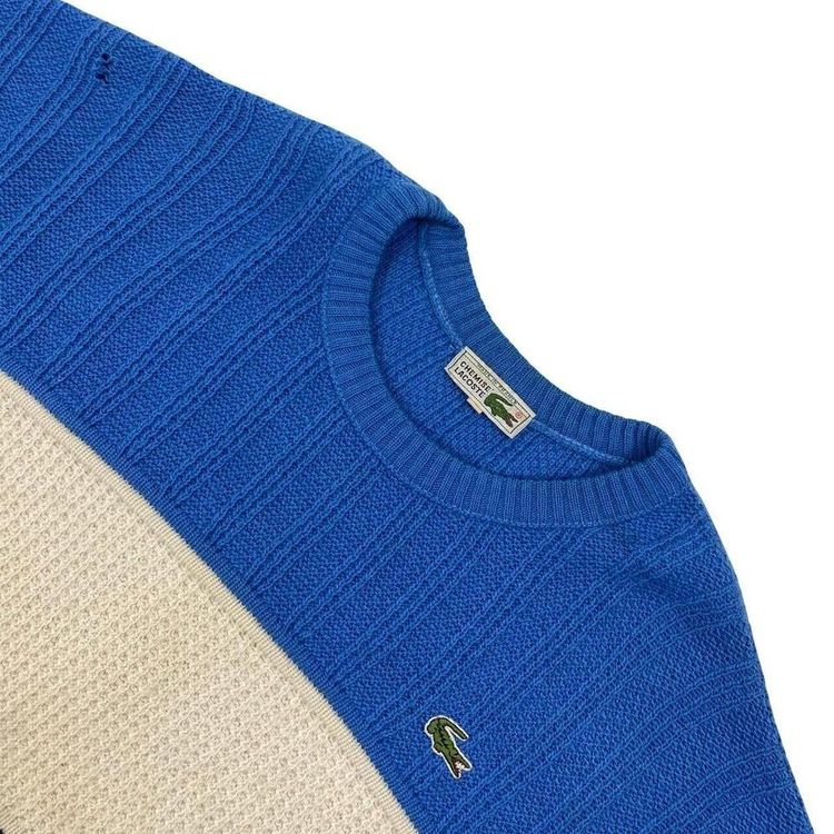 LACOSTE Blue Cream Full Sleeved Jumper Mens Size XL image 2