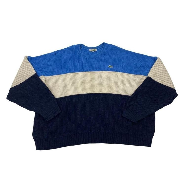 LACOSTE Blue Cream Full Sleeved Jumper Mens Size XL image 1