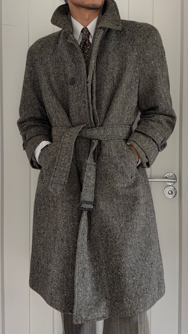 Marcel Lassance 1990s Herringbone Wool Belted Coat - Size S image 1