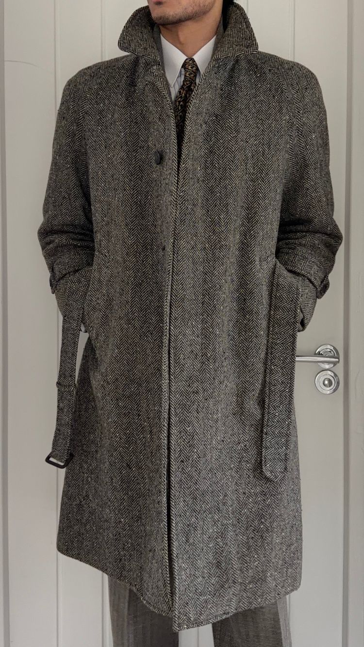Marcel Lassance 1990s Herringbone Wool Belted Coat - Size S image 6