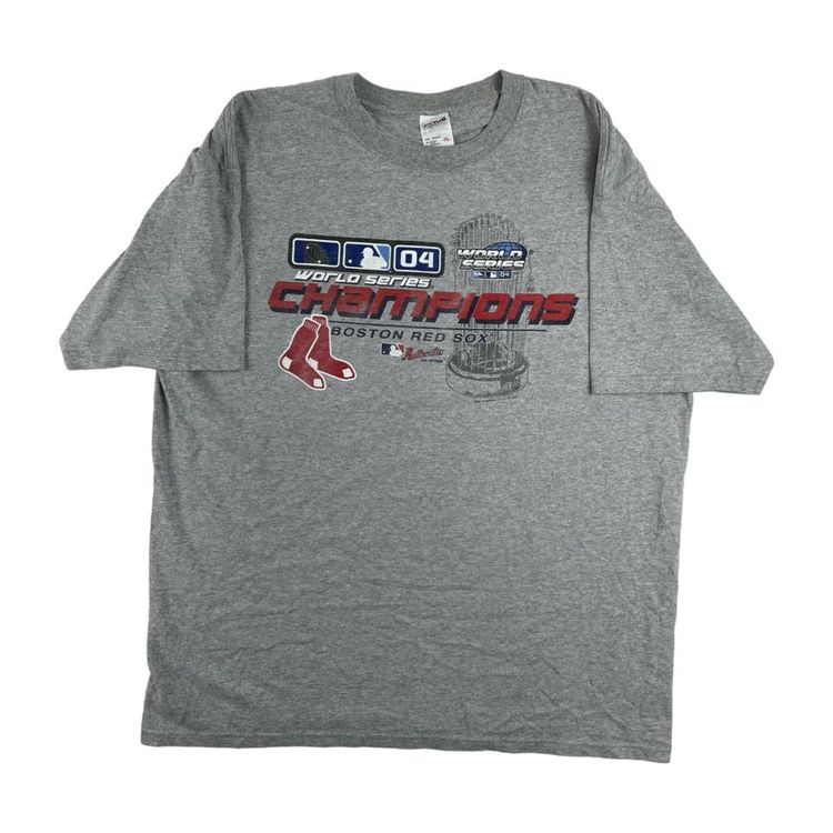 Anvil MLB Grey Short Sleeved World Series Championship Graphic T-shirt Mens XL