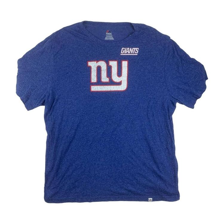 Majestic Blue Short Sleeved NY Giants Printed T-shirt For Mens XL image 1
