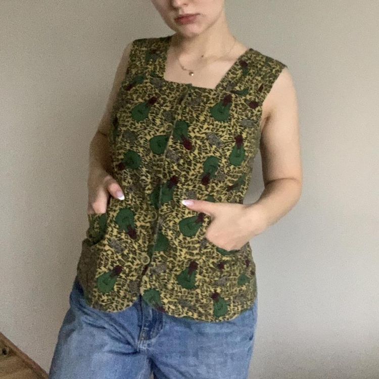 Vintage 90s Funky Lightbulb Edison Pattern Vest Top image 3