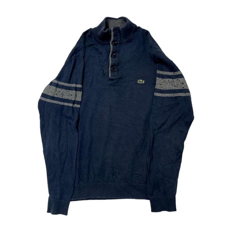 Lacoste Blue Long Sleeved Half Button Fleece Jumper For Mens Size L image 1