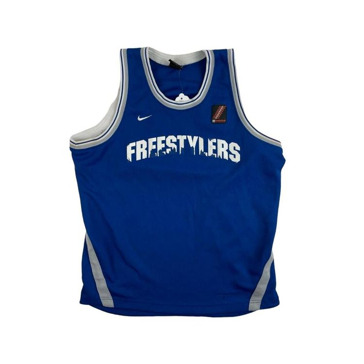 Nike Freestylers Printed Blue Sleeveless Basketball Vest Size Mens S