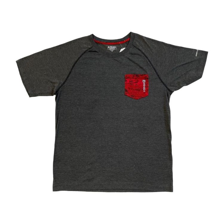 And1 Grey Short Sleeved Basketball Chest Pocket Graphic T-shirt Mens Size M