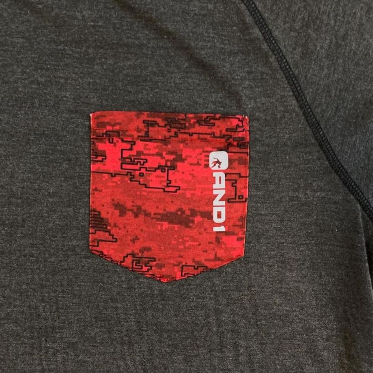 And1 Grey Short Sleeved Basketball Chest Pocket Graphic T-shirt Mens Size M image 2