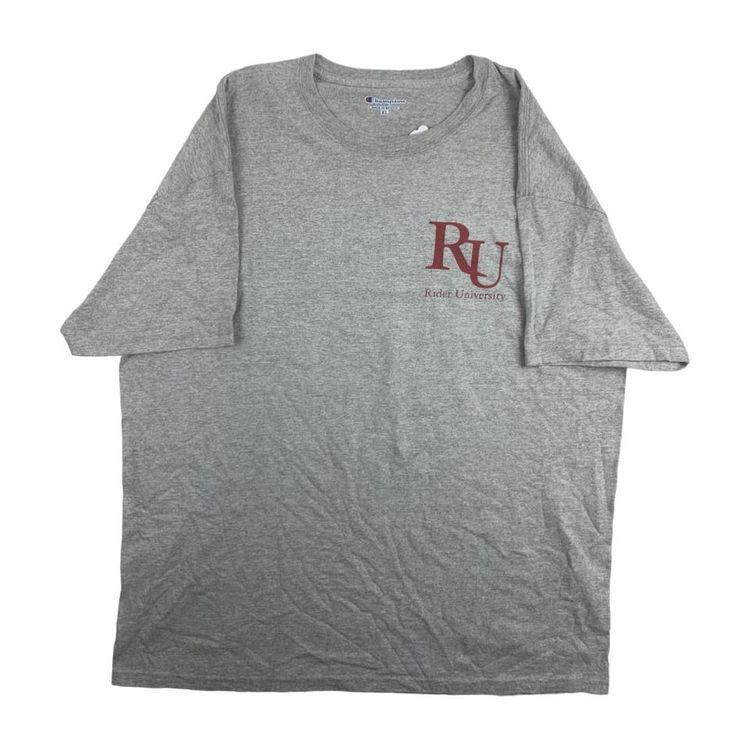 Champion Grey Short Sleeved Rider University Printed T-Shirt Mens Size XXL