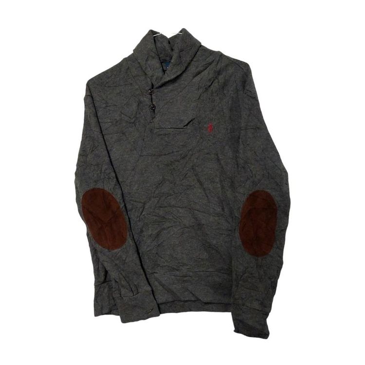 Polo Ralph Lauren Grey Long Sleeved Half Button Cowl Neck Jumper For Mens S image 1