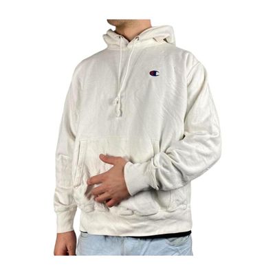 CHAMPION White Full Sleeve Pullover Hoodie Size Mens L 2
