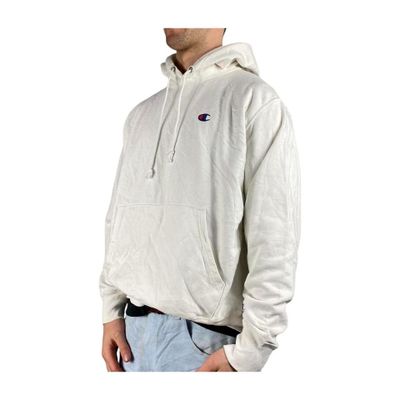 CHAMPION White Full Sleeve Pullover Hoodie Size Mens L 1