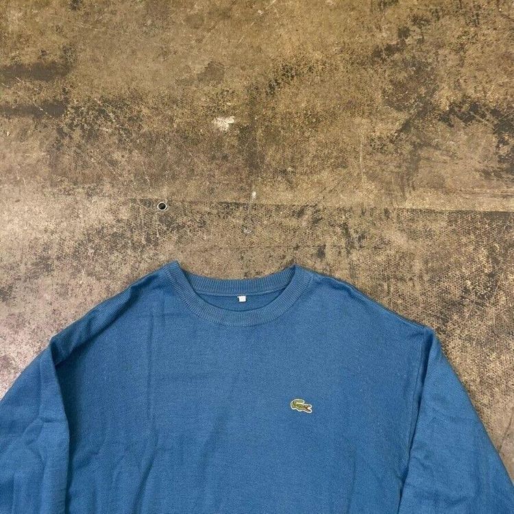 Lacoste Jumper Knit Crew Neck Vintage Knitted Sweater, Blue, Mens Medium image 2