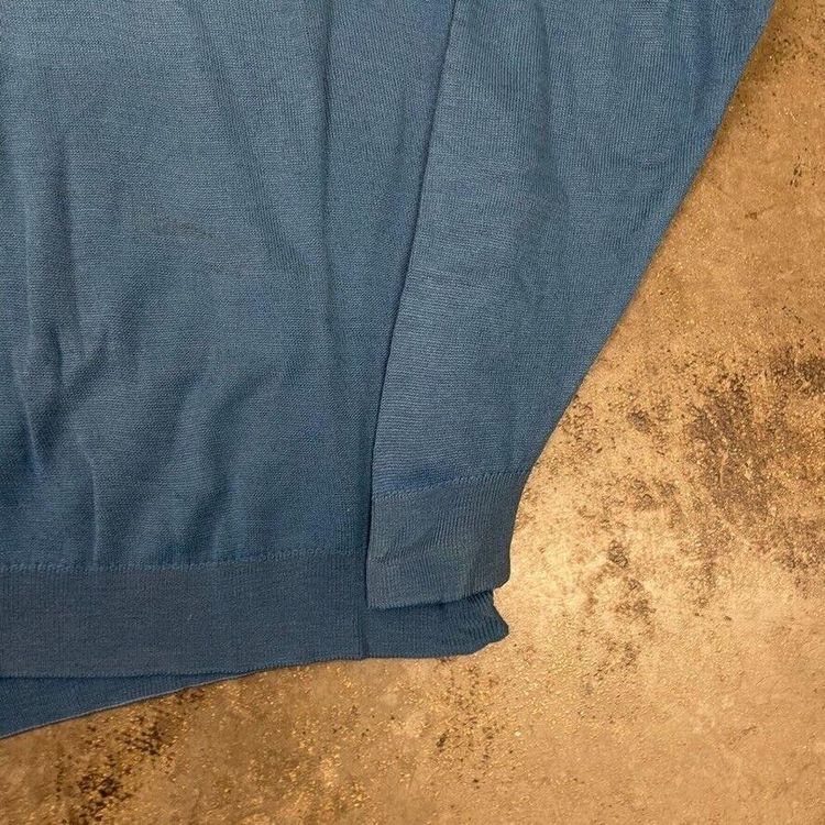 Lacoste Jumper Knit Crew Neck Vintage Knitted Sweater, Blue, Mens Medium image 4