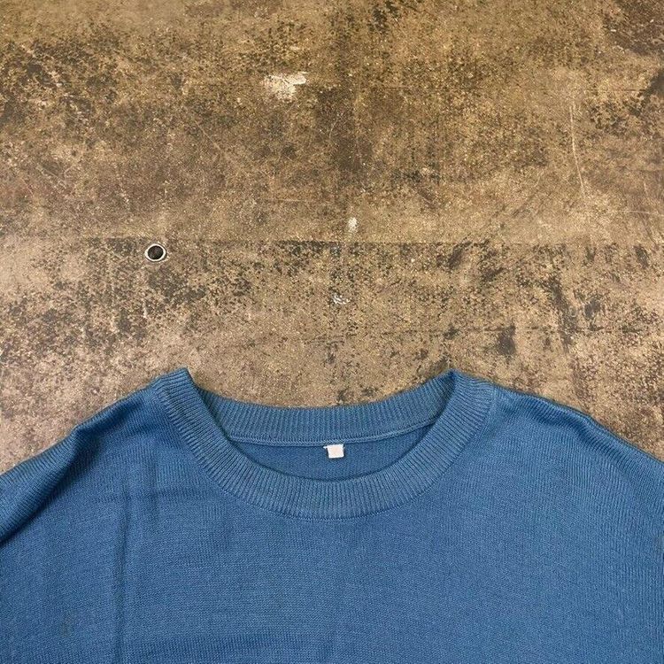 Lacoste Jumper Knit Crew Neck Vintage Knitted Sweater, Blue, Mens Medium image 6