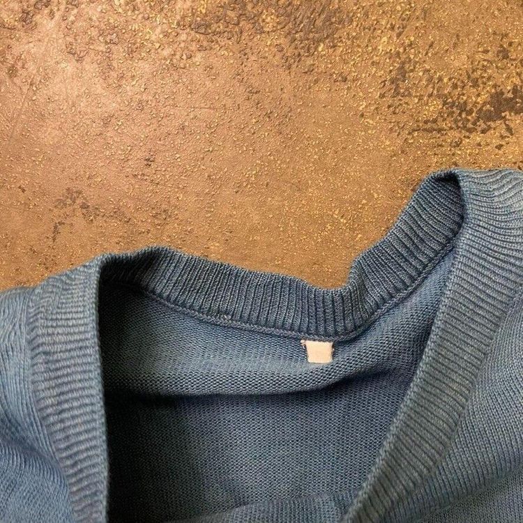 Lacoste Jumper Knit Crew Neck Vintage Knitted Sweater, Blue, Mens Medium image 7