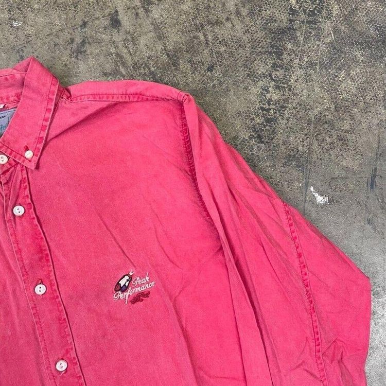 Peak Performances Shirt 90s Button Down Top, Pink, Mens Medium image 3