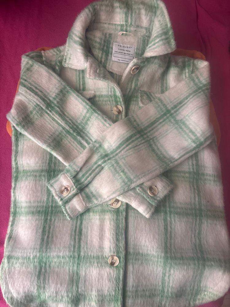 Primark Green And White Plaid Button-Up Shirt Jacket product image