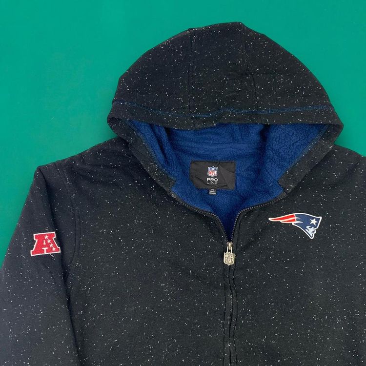 NFL New England Patriots Vintage Fleece Lined Cosy Embroidered Thick Hoodie Fleece Black M 2
