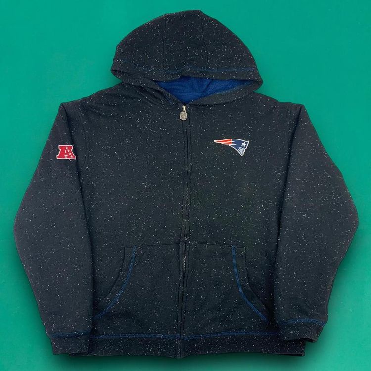 NFL New England Patriots Vintage Fleece Lined Cosy Embroidered Thick Hoodie Fleece Black M